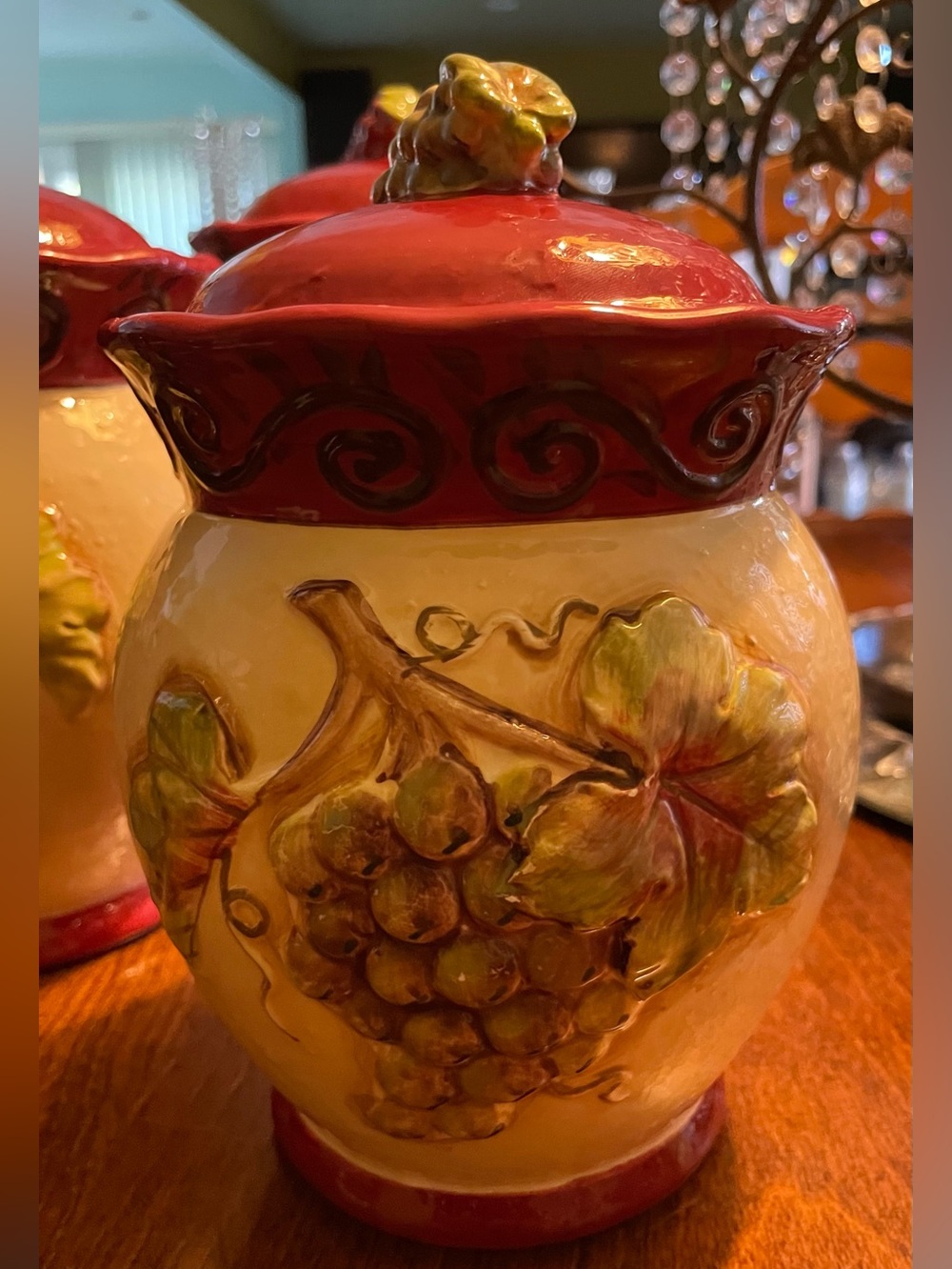 Vintage Certified International Kate M. Rastie Grapevine Canister 9”